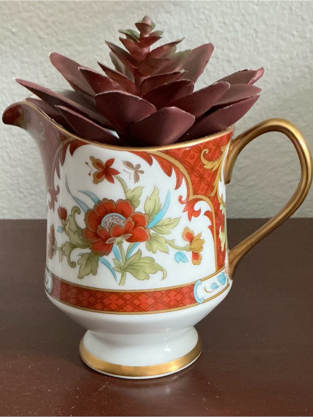 Vintage Sango Kyoto 3727 Porcelain Creamer Pitcher Japan Imari Chinoiserie Flora